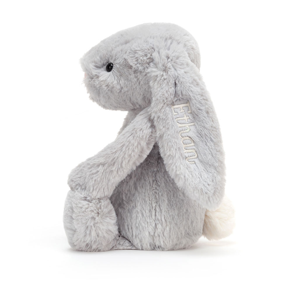 Personalised Bashful Silver Bunny Medium